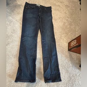 Dark wash denim Ann Taylor Loft straight legs